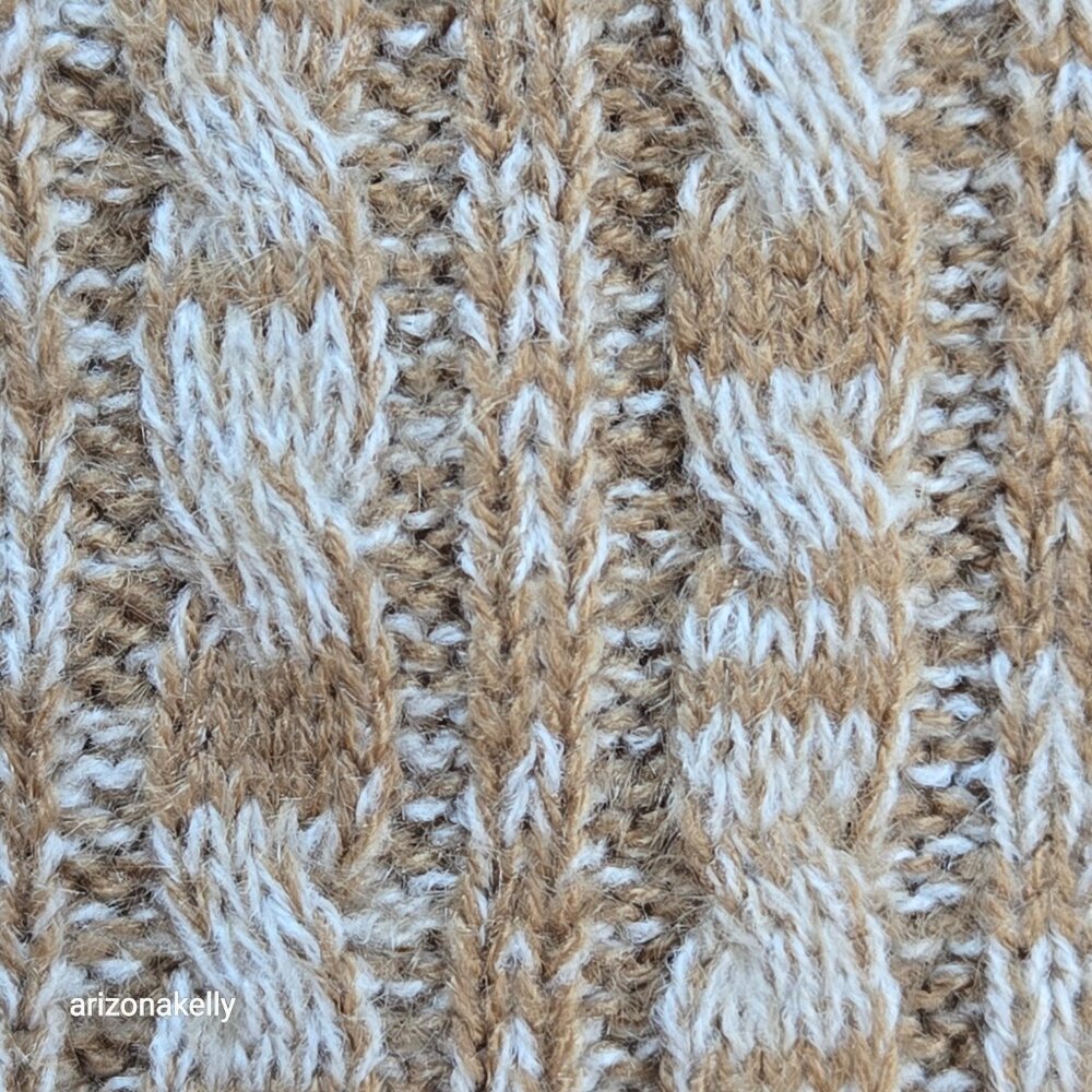 NWOT Marled Cashmere Cable Knit Scarf Tan & Ivory - Picture 5 of 7